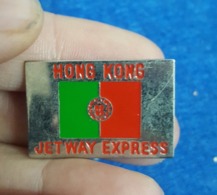 VINTAGE ENAMEL LAPEL PIN / BADGE PORTUGAL HONG KONG JETWAY EXPRESS - Avions