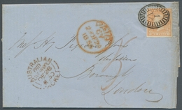 Victoria: 1855, 6 Pence Orange, Allseits Vollrandig Geschnitten Und Sauber Entwertet, Auf Drucksache - Storia Postale