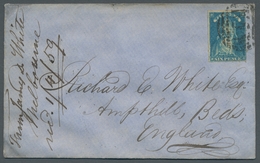 Victoria: 1859, Königin Victoria Auf Dem Thron, 6 Pence Blau, Dreiseitig Vollrandig, Rechts Angeschn - Storia Postale
