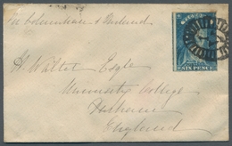 Victoria: 1859, Königin Victoria Auf Dem Thron, 6 Pence Blau Auf Damenbrief Von Melbourne über Suez - Briefe U. Dokumente