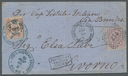 Ägypten: 1866, 1 Pi Lilac Perf 13 X 12 1/2 As Single Franking Tied To Folded Letter By Blue POSTE VI - 1866-1914 Khedivato Di Egitto