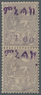 Äthiopien: 1906, "1,60 Fr. On 8 G. Purple", Mint Hinged Vertical Pair With/without Value Numeral Imp - Äthiopien