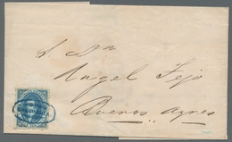 Argentinien: 1864, 15 C. Blau, übliche Zähnung, EF. Auf Undatierter, Versiegelter Briefhülle Von Con - Otros & Sin Clasificación