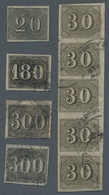 Brasilien: 1849, Dritte Ziffernausgabe, Kleine Partie Mit 20 Reis Ungebraucht O.G., 30 Reis Als Senk - Used Stamps