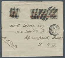 Britisch-Guyana: 1890, "One Cent On $3 Frigate Sandbach", Horizontal Three Stripes And Single Value - Britisch-Guayana (...-1966)