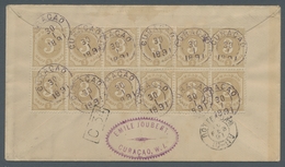 Curacao: 1891, Ziffernausgabe 3 Cent Gelbbraun, Sehr Schön Erhaltener 12-er Block Auf Der Rückseite - Curaçao, Antilles Neérlandaises, Aruba