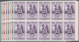 Venezuela: 1953, Coat Of Arms 'FALCON' Normal Stamps Complete Set Of Seven In Blocks Of Ten From Rig - Venezuela