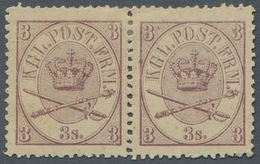 Dänemark: 1870, 3 S. Kroninsignien Lila, Gez. 13 :12 1/2 Ungebraucht In Waagerechtem Paar. Sehr Fris - Used Stamps
