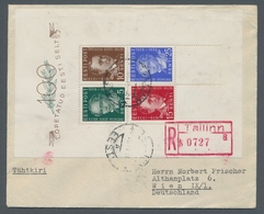 Estland: 1938, "Centenary Of The Scholarly Block", As Single Franking On R-letter From TALLINN To Vi - Estland