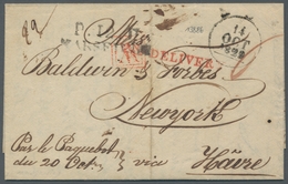 Frankreich - Vorphila: 1829, Brief Mit Inhalt Aus Marseille über Le Havre Mit Paketschiff Nach New Y - 1849-1876: Klassik