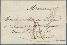 Frankreich - Vorphila: 1843, Folded Letter Written In SMYRNA With Cholera Desinfecting Slots Address - 1849-1876: Klassik