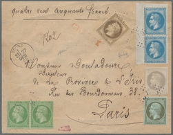 Frankreich: 1862, Colour-fresh Five-colour Franking On Insured Letter For 450 Francs From TOURS 27 O - Usati