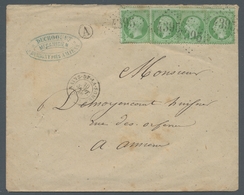Frankreich: 1862, "Napoleon III." Vier Stück Der 5 Centime Grün Gezähnt Alle Entwertet Mit Nummernst - Gebraucht