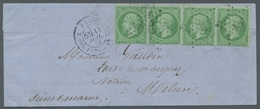 Frankreich: 1862, Napoleon III , 5c Grün, 2 Paare Als Saubere Mef. Auf Kleinem Faltbrief Von Paris N - Gebraucht