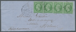 Frankreich: 1862, Napoleon III , 5c Grün, 2 Paare Als Saubere Mef. Auf Kleinem Faltbrief Von Paris N - Used Stamps