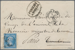 Frankreich: 1863, Disinfected Mail Black Oval Framed "PURIFIEE A TOULON" On Cover Franked With 20C E - Usados