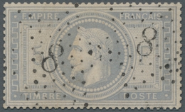 Frankreich: 1869, "Napoleon III." 5 Franc Grauviolett Entwertet Mit Nummernstempel "8". Die Marke Is - Gebraucht