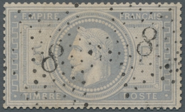 Frankreich: 1869, "Napoleon III." 5 Franc Grauviolett Entwertet Mit Nummernstempel "8". Die Marke Is - Used Stamps