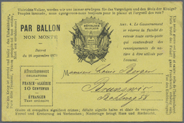 Frankreich - Ballonpost: 1872 THE ONLY KNOWN POSTALLY USED EXAMPLE OF THE PROPAGANDA "PAR BALLON MON - 1960-.... Cartas & Documentos