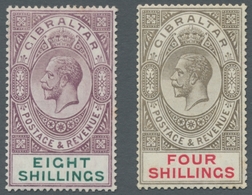 Gibraltar: 1912 Resp. 1921, "8 S. Resp. 4 S. KG V.", Unused Splendor Values ÷ 1912 Bzw. 1921, "8 S. - Gibraltar