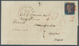 Großbritannien: 1840, 2 Pence Blue, Plate 1, With Full Margins From The Upper Margin In Bright Colou - Sonstige & Ohne Zuordnung