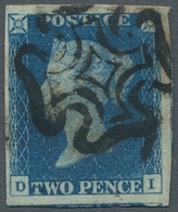 Großbritannien: 1840, "TWO PENCE Blue, Plate 2, D-I", Extremely Fresh In Colour, With Wide Margins O - Altri & Non Classificati