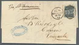 Großbritannien: 1867, 2 Sh Mattblau Mit Breitrand Links, Als Einzelfrankatur Von Manchester (Duplexs - Sonstige & Ohne Zuordnung