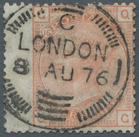 Großbritannien: 1876, 4 Pence Vermilion, With Large Left Margin, Plate 15, Very Fine Cancellation Wi - Sonstige & Ohne Zuordnung