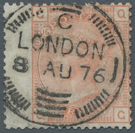 Großbritannien: 1876, 4 Pence Vermilion, With Large Left Margin, Plate 15, Very Fine Cancellation Wi - Other & Unclassified