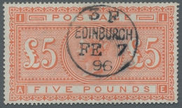 Großbritannien: 1882, Queen Victoria, Five Pounds Orange On White Paper, Very Clean Cancellation Wit - Sonstige & Ohne Zuordnung