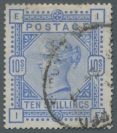 Großbritannien: 1884, Queen Victoria, 10 Shilling Ultramarine With Watermark A 9 (SG W 40 - Large An - Other & Unclassified