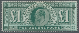 Großbritannien: 1902, Edward VII., One Pound Deep Green In Fine Condition Mint Hinged. Perforation I - Otros & Sin Clasificación