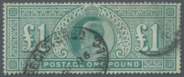 Großbritannien: 1902, Edward VII., One Pound Green, Cancelled With Oval Stamp For Registered Mail "R - Sonstige & Ohne Zuordnung