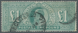 Großbritannien: 1902, Edward VII., One Pound Green, Cancelled With Oval Stamp For Registered Mail "R - Altri & Non Classificati