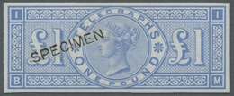 Großbritannien - Telegrafenmarken: 1877, Queen Victoria, Telegraph Stamp One Pound, Imperforated Col - Sonstige & Ohne Zuordnung