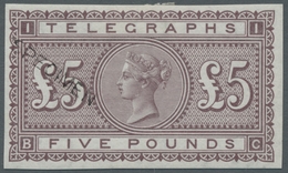 Großbritannien - Telegrafenmarken: 1877, Queen Victoria, Telegraph Stamp, Five Pounds, Imperforated - Otros & Sin Clasificación