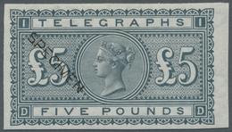 Großbritannien - Telegrafenmarken: 1877, Queen Victoria, Telegraph Stamp Five Pounds, Imperforated C - Altri & Non Classificati