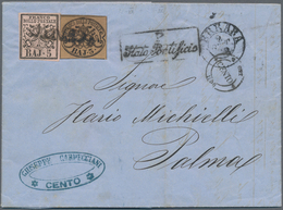 Italien - Altitalienische Staaten: Kirchenstaat: 1858, Folded Letter Franked With 3 And 5 Baj With S - Stato Pontificio