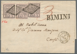 Italien - Altitalienische Staaten: Kirchenstaat: 1852, "5 Baj. On Carmine Pink", Three Values With F - Stato Pontificio