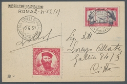 Italien: 1932, 2,25 L Flugpostmarke Auf Garibaldi-Fotokarte Mit Roter Vignette U. SSt "Mostra Cimeli - Storia Postale