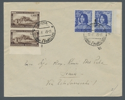 Italien: 1949, Michel 773 Pair, 782 Pair, Both On Overstamped Cover From Siena To The City, Fine Qua - Poststempel