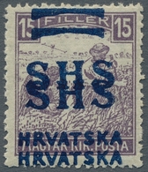 Jugoslawien: 1918, "15 F. Violet, White Figure Of Value With Double Overprint", Mint Hinged, Very Fr - Nuovi