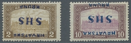 Jugoslawien: 1918, "10 And 2 Kr. Parliament With Inverted Overprint", Mint Hinged, Very Fresh And Fi - Ungebraucht