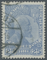 Liechtenstein: 1916, "25 H. Ultramarin", Sauber Gestempelter Wert In Tadelloser Erhaltung, FA Marxer - Used Stamps