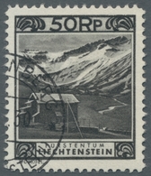 Liechtenstein: 1930 - Freimarkenserie 3 Rp. Bis 2 Fr. Gestempelt In Vorzüglicher Erhaltung, Dabei Au - Usados