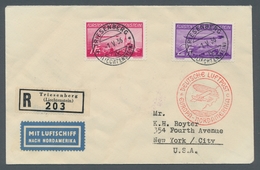 Liechtenstein: 1936, Zeppelinausgabe Als FDC-R-Satzbrief Von Triesenberg Den 1.V.36 Nach New York Mi - Usados