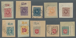 Litauen: 1919, 10Sk-5A, Complete Set, Cut, Mostly Margin Pieces Clean Stamped On Pieces Of Letters ÷ - Lituania