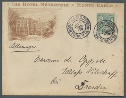 Monaco: 1899, Highly Decorative Letter Sent From "THE HOTEL METROPLOLE - MONTE CARLO", Some Stains - Cartas & Documentos