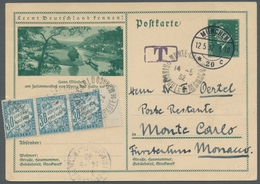 Monaco - Portomarken: 1932, 30 Centimes Blau, Dreierstreifen Mit Teil Eines Zwischenstegs Auf Deutsc - Portomarken