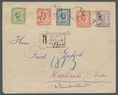 Montenegro: 1879-90, Four-color Franking Of The 2nd Edition On Postal Stationery Cover As R-letter F - Montenegro